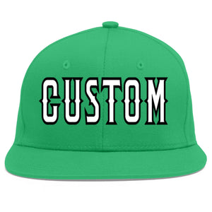 Custom Teal White-Black Flat Eaves Sport Baseball Cap