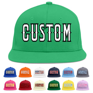 Custom Teal White-Black Flat Eaves Sport Baseball Cap