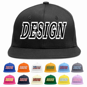 Custom Black Black-White Flat Eaves Sport Baseball Cap Design for Men/Women/Youth