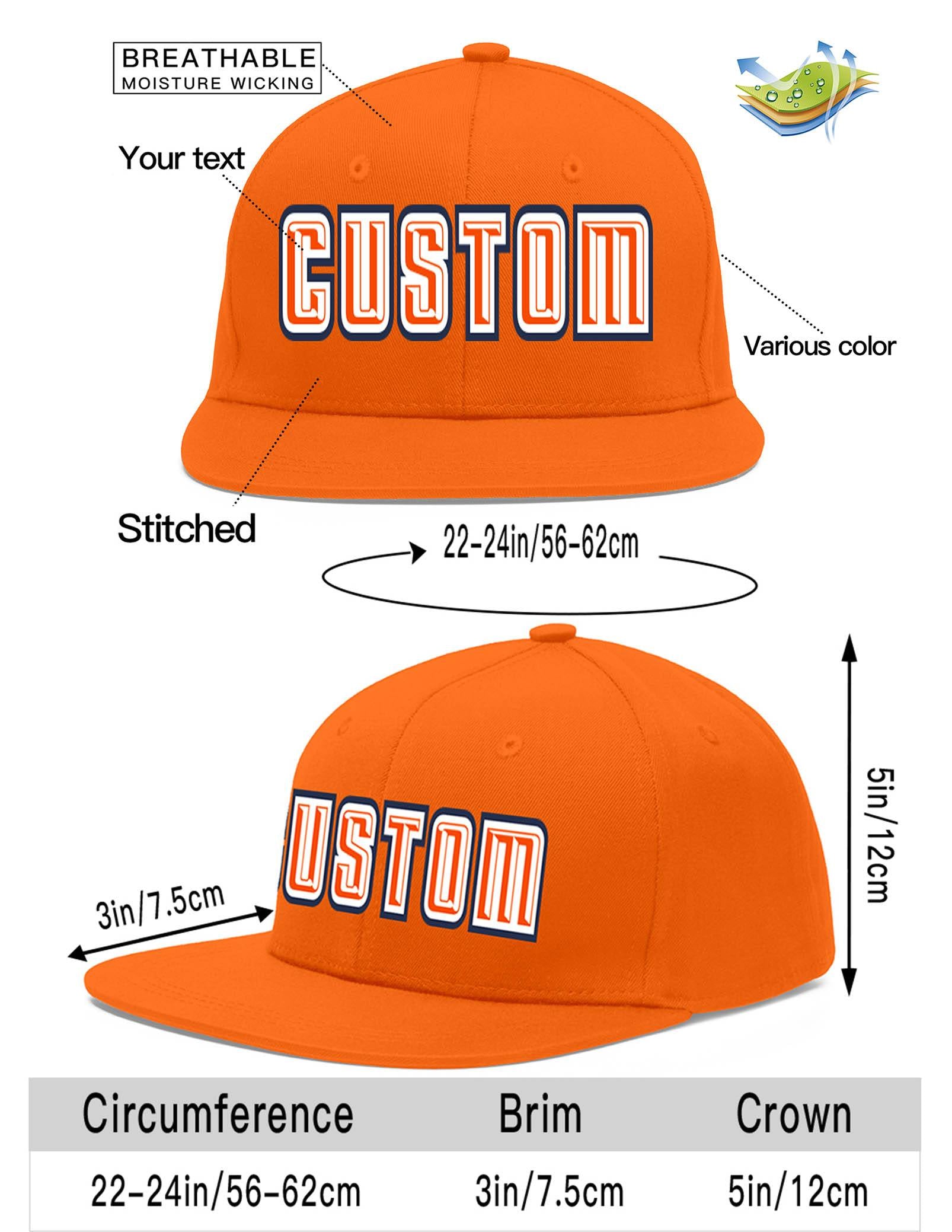 Custom Orange Orange-White Flat Eaves Sport Baseball Cap