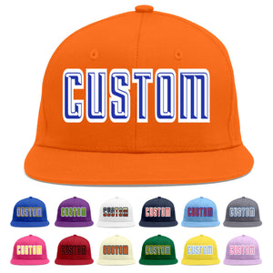 Casquette de baseball sport personnalisée Orange Royal-White Flat Eaves