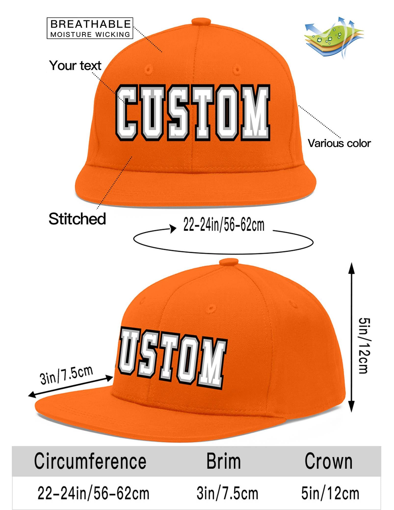 Custom Orange White-Gray Flat Eaves Sport Baseball Cap