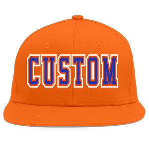 Casquette de baseball sport personnalisée Orange Royal-Orange Flat Eaves