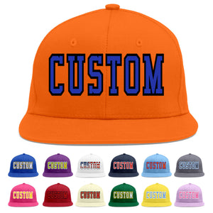 Casquette de baseball sport personnalisée Orange Royal-Black Flat Eaves