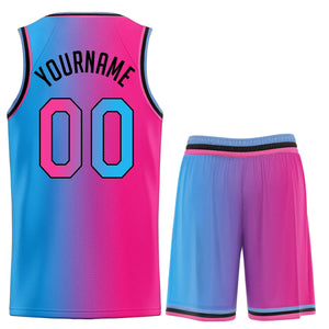 La mode dégradée bleu rose personnalisée définit le maillot de basket-ball