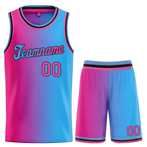 La mode dégradée bleu rose personnalisée définit le maillot de basket-ball