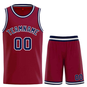 Maillot de basket-ball incurvé personnalisé, ensembles classiques marron marine-blanc