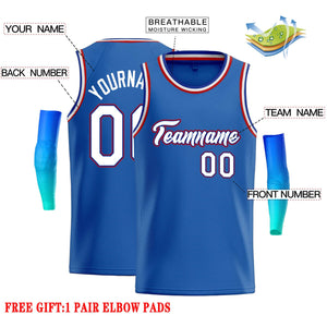 Maillot de basket-ball décontracté, haut classique bleu blanc-rouge personnalisé