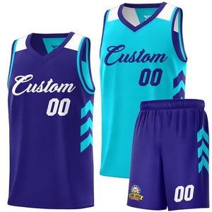 Custom Purple Aqua Double Side définit un maillot de basket-ball personnalisé