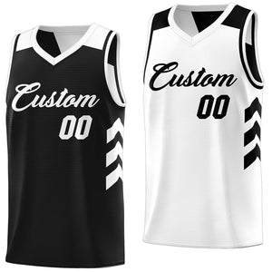 Maillot de basket-ball réversible double face noir et blanc personnalisé