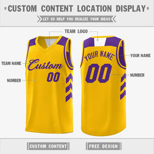 Maillot de basket-ball Double face réversible jaune violet personnalisé