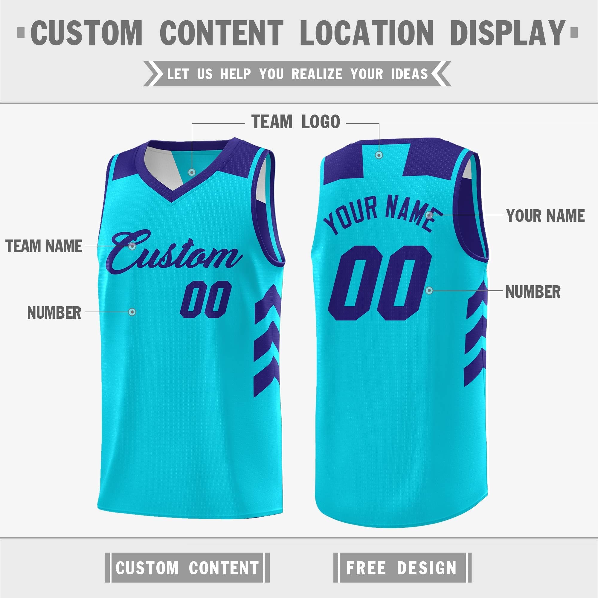 royal and teal custom reversible basketball jerseys