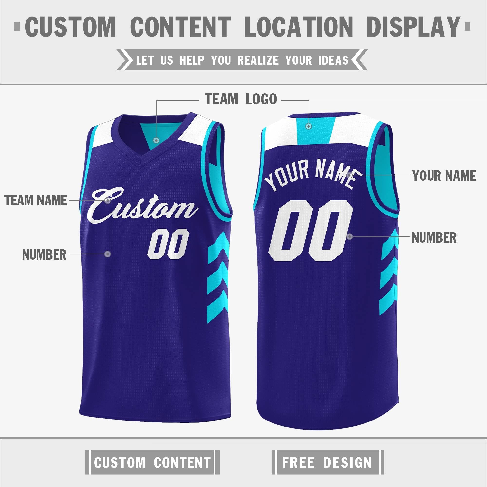 royal and teal custom reversible basketball team jerseys