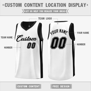 Custom Black White Double Side Tops Athletic Basketball Jersey