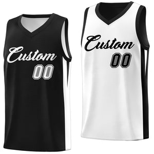 Custom Black White Double Side Tops Athletic Basketball Jersey