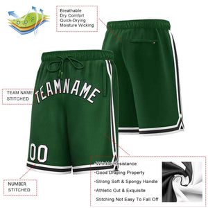 Short de basket-ball sport personnalisé vert blanc-noir