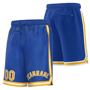 Short de basket-ball sport personnalisé jaune-blanc royal