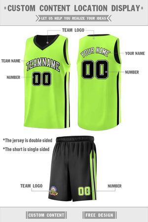 Custom Black Neon Green Double Side Sets Men Basketball Jersey