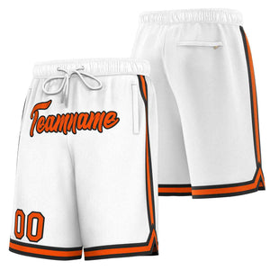 Short de basket-ball sport personnalisé blanc orange-noir