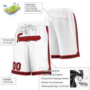 Short de basket-ball sport personnalisé blanc rouge-noir