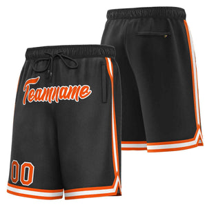 Short de basket-ball sport personnalisé noir orange-blanc