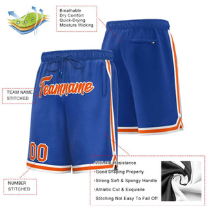 Short de basket-ball sport personnalisé Royal Orange-Blanc