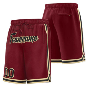 Short de basket-ball sport personnalisé marron noir-vieil or