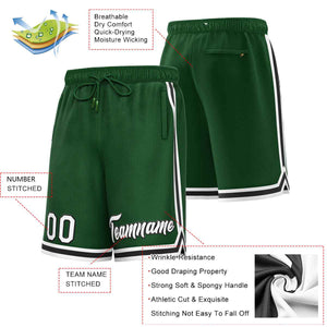 Short de basket-ball sport personnalisé vert blanc-noir