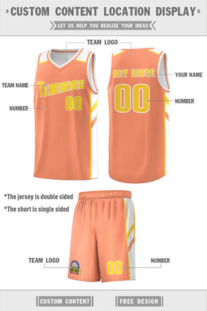 Maillot de basket-ball personnalisé Orange blanc-jaune Double face pour hommes