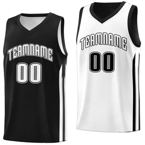 Maillot de basket-ball d'entraînement personnalisé, noir et blanc, double face, dessus personnalisé