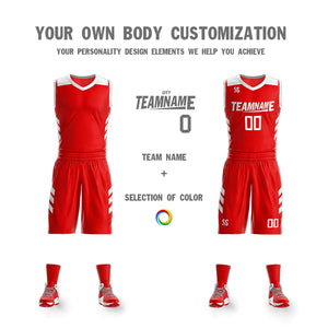 Le double côté blanc rouge fait sur commande place le maillot de basket-ball de vêtements de sport de conception