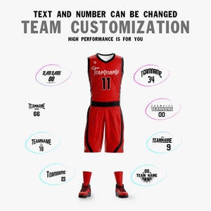 custom red and white reversible basketball uniforms team name customization