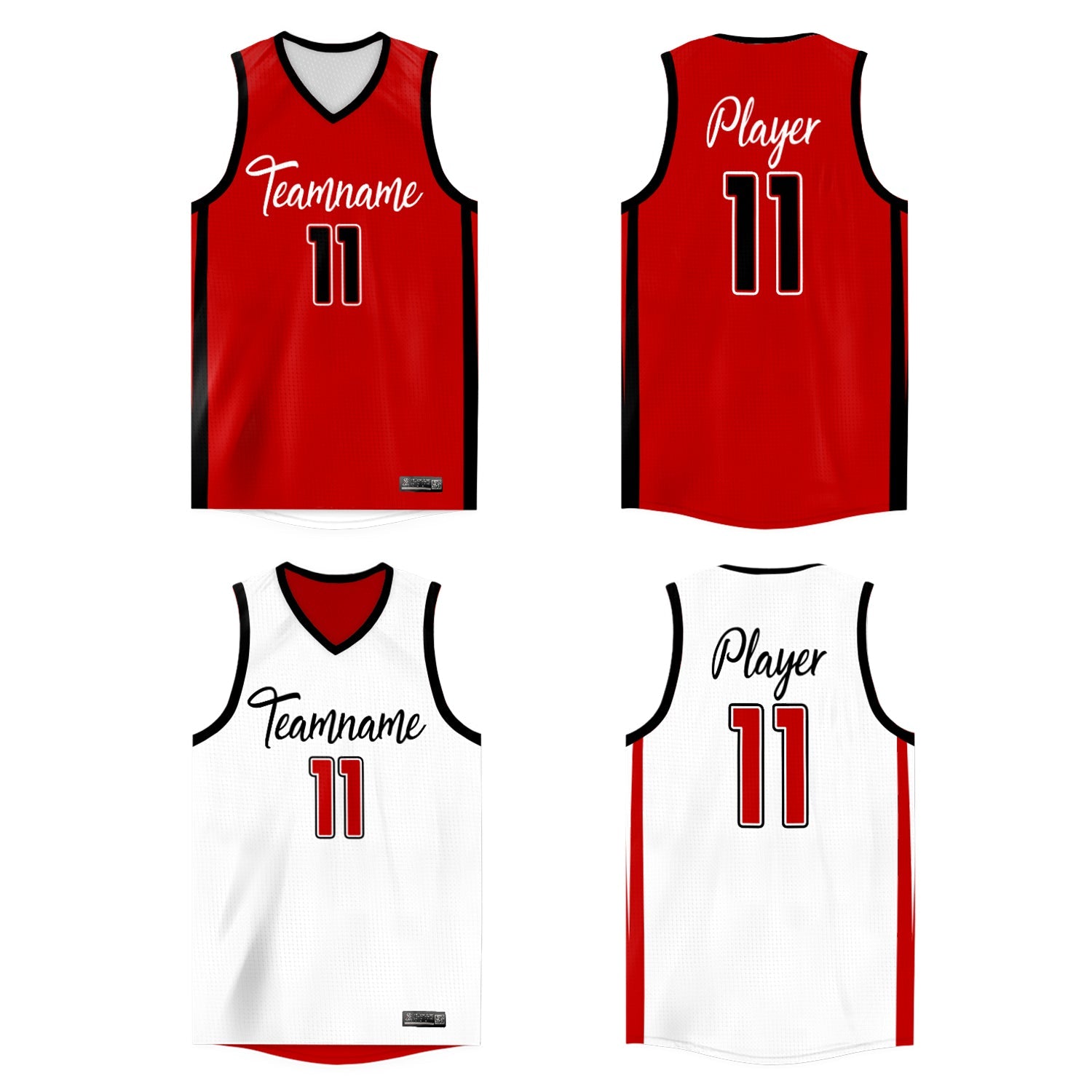 red and white reversible basketball jersey