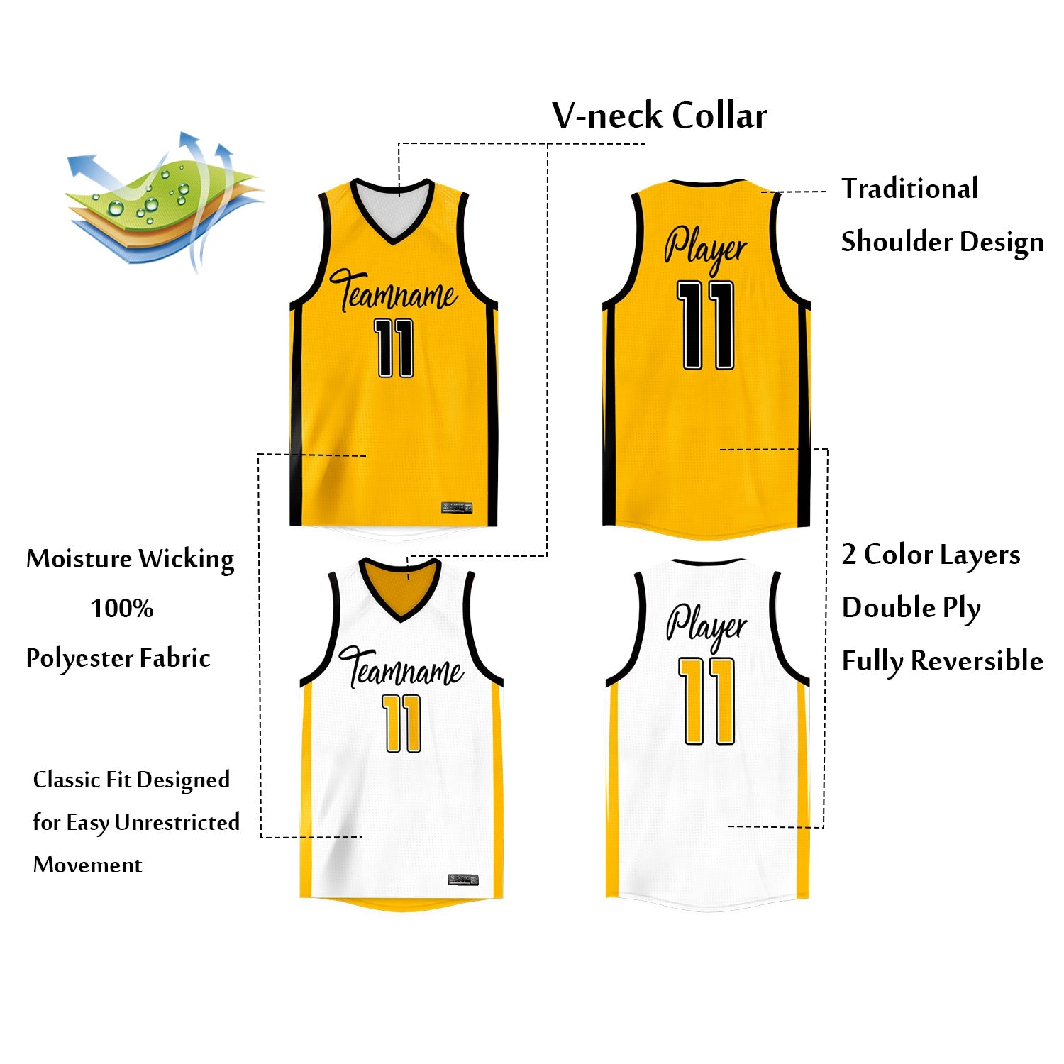 reversible basketball team jerseys