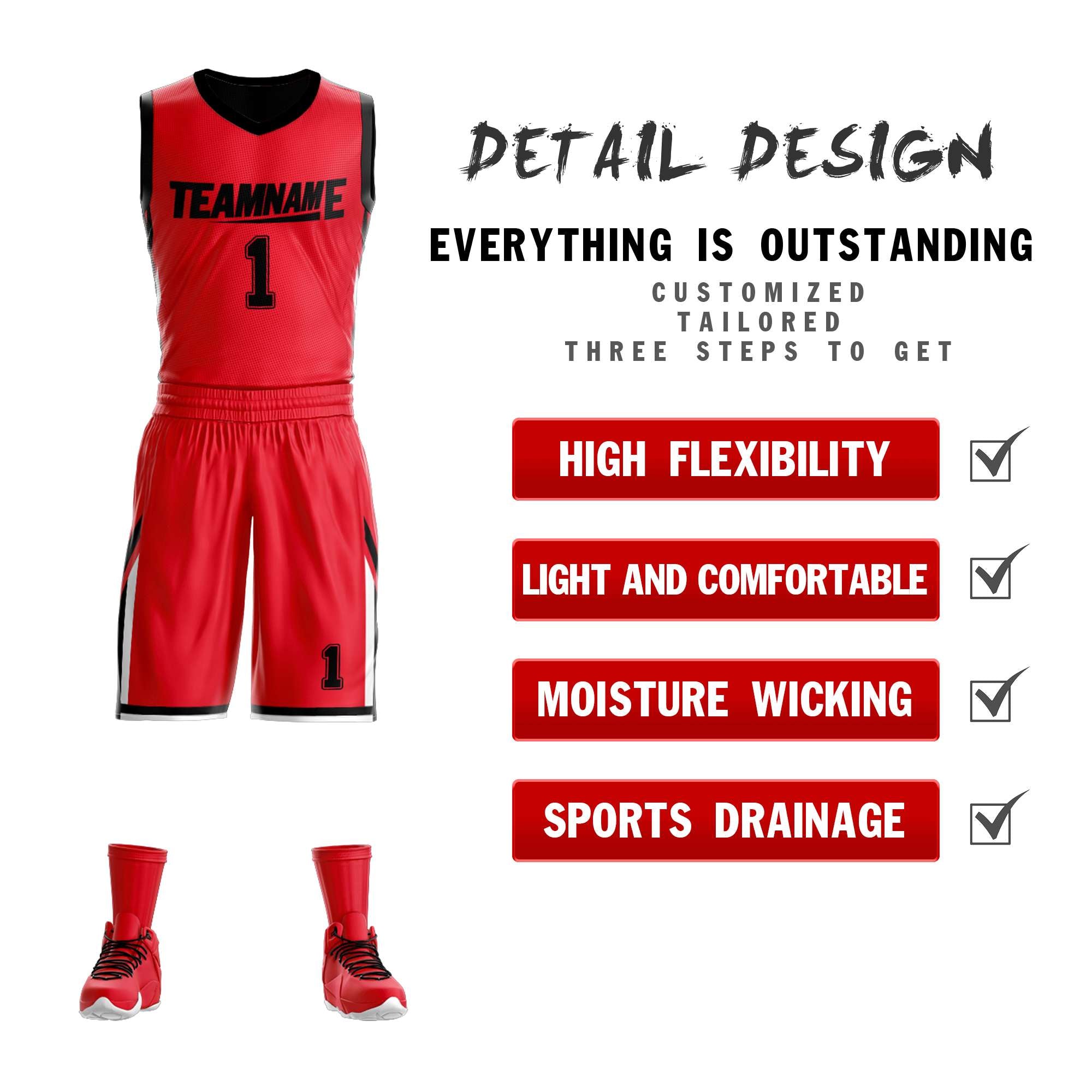 red and black reversible basketball jersey for team