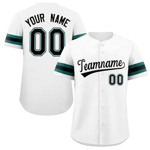 Maillot de baseball authentique de style classique blanc noir-vert personnalisé