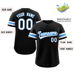 Maillot de baseball authentique de style classique noir blanc-bleu poudre personnalisé