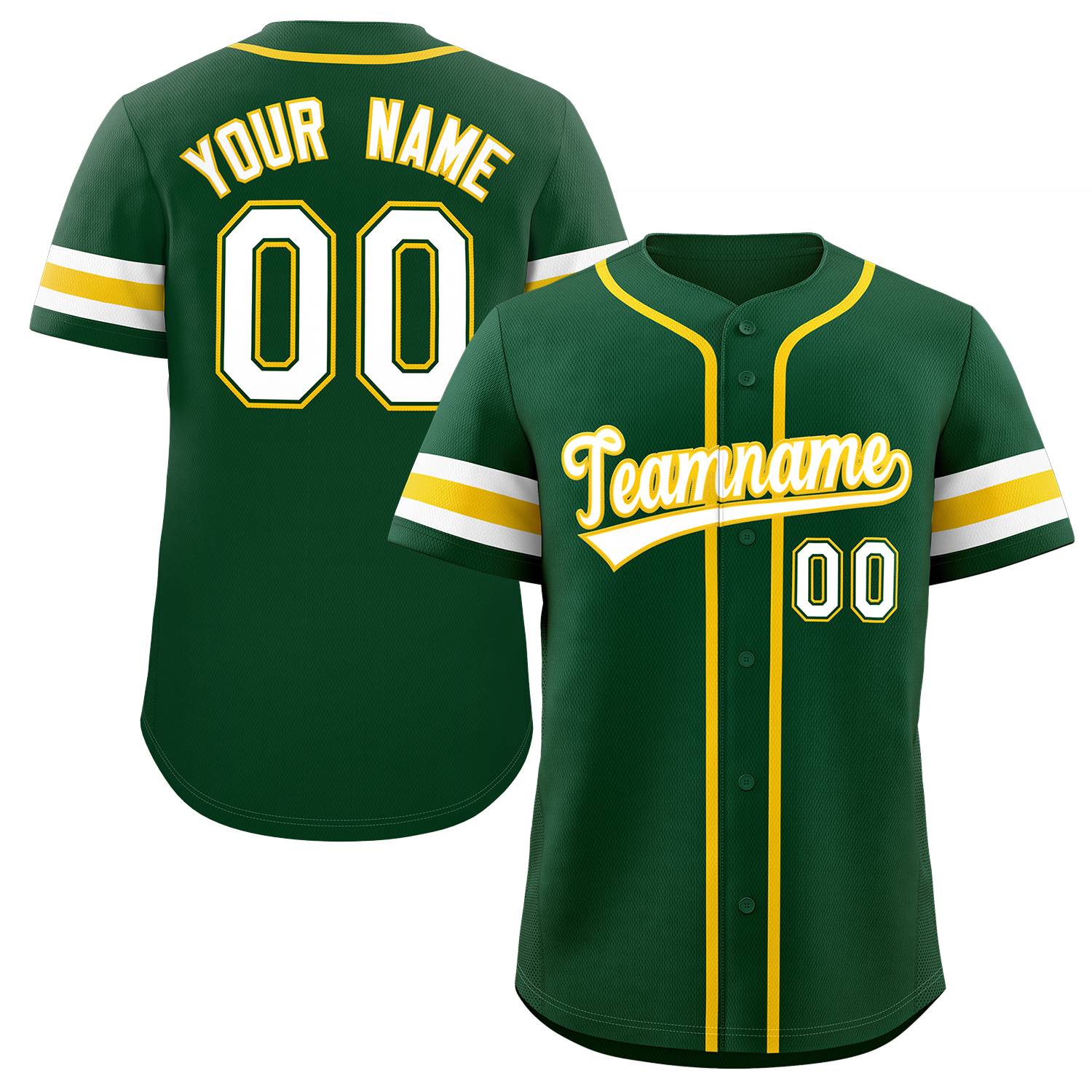 Custom Green Yellow-White Classic Style Authentic Baseball Jersey