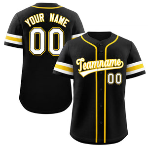 Maillot de baseball authentique de style classique noir blanc-jaune personnalisé