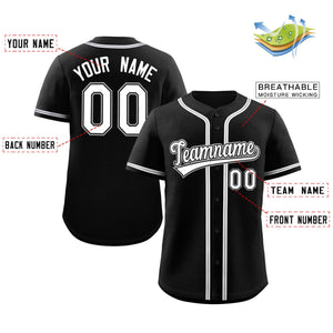 Maillot de baseball authentique de style classique noir blanc-noir personnalisé