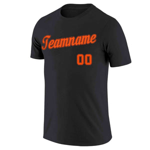 T-shirts à col rond de style classique noir orange-noir personnalisés entièrement sublimés