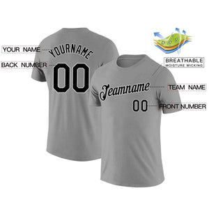 Custom Gray Black-White Classic Style Crew neck T-Shirts Full Sublimated