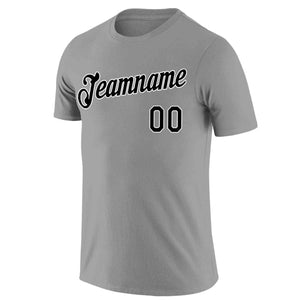 Custom Gray Black-White Classic Style Crew neck T-Shirts Full Sublimated