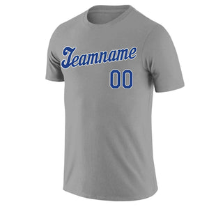 Custom Gray Royal-White Classic Style Crew neck T-Shirts Full Sublimated