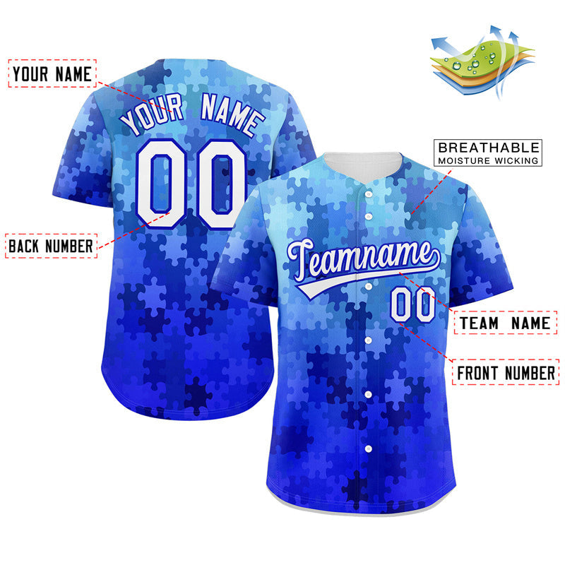 Custom Royal White-Royal Graffiti Pattern Authentic Baseball Jersey