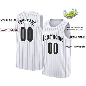 Maillot de basket-ball personnalisé à rayures noires et blanches, hauts à la mode, vêtements de sport