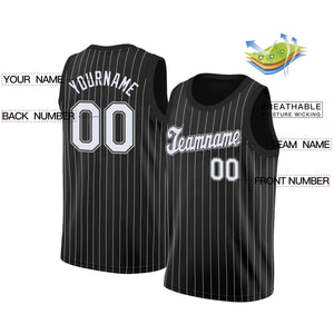 Maillot de basket-ball respirant à rayures noires et blanches faites sur commande, hauts à la mode