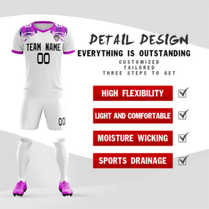 Custom White Purple Soft Training Uniform Soccer Sets Jersey