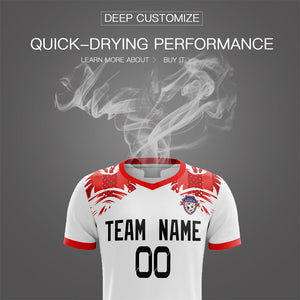 Custom White Red Soft Training Uniform Soccer Sets Jersey