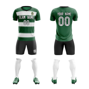 Custom Green White Soft Training Uniform Soccer Sets Jersey